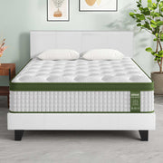 Artiss Double Bed Frame and BedStory Hybrid Mattress Bundle with Headboard White