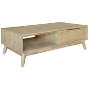 Grevillea Solid Acacia Timber Coffee Table Rattan 130cm - Brown
