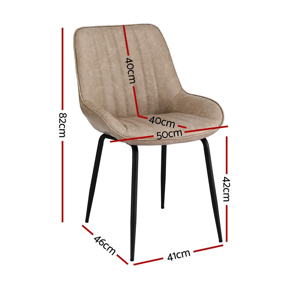 Artiss 4x Dining Chairs Retro PU Leather Kitchen Lounge Cafe Accent Chair Khaki