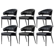 Artiss Dining Chairs Set of 6 Leather Hollow Armchair Black