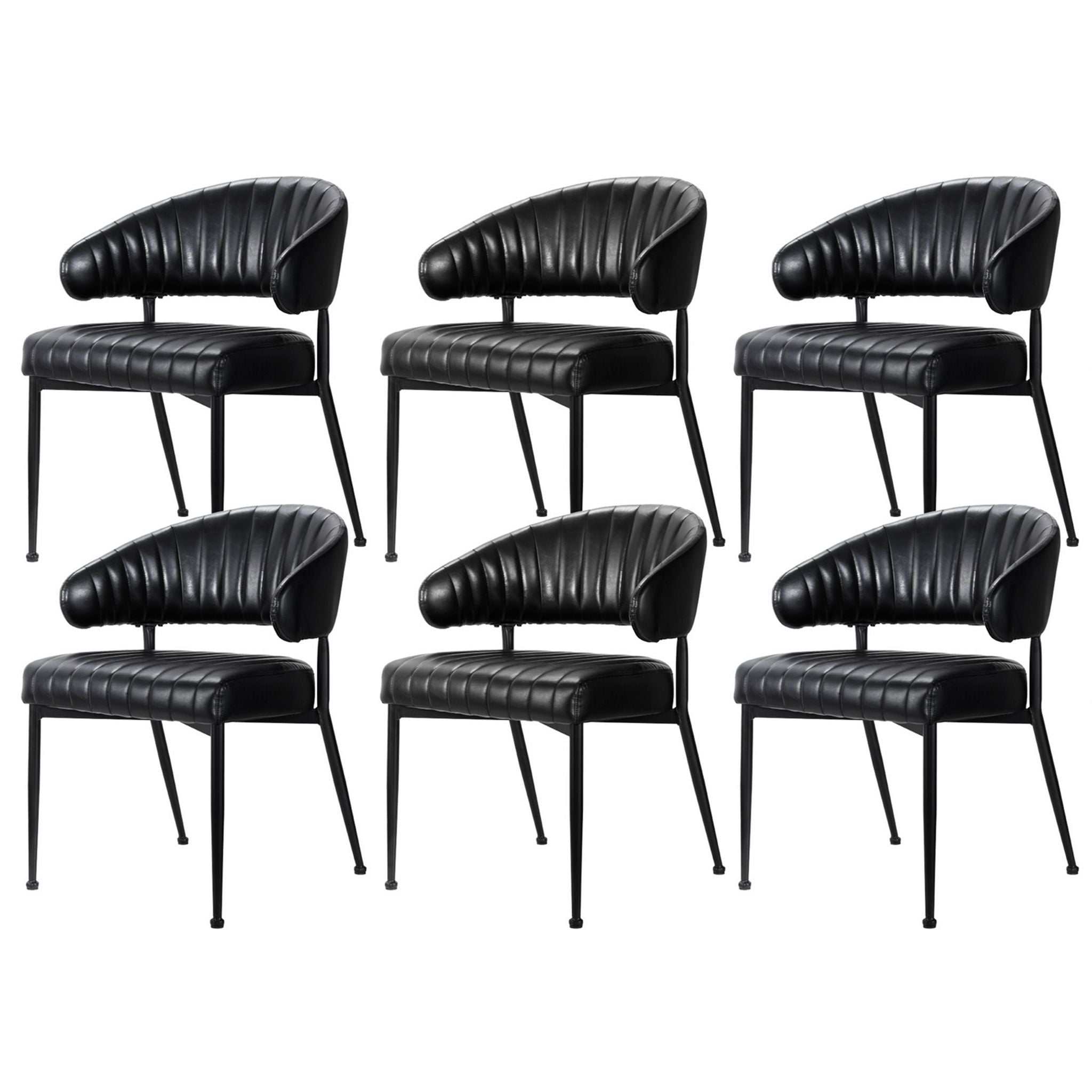 Artiss Dining Chairs Set of 6 Leather Hollow Armchair Black