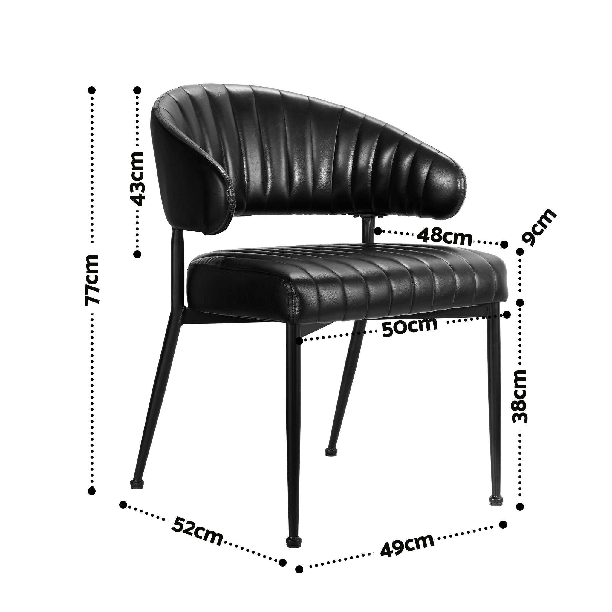 Artiss Dining Chairs Set of 6 Leather Hollow Armchair Black