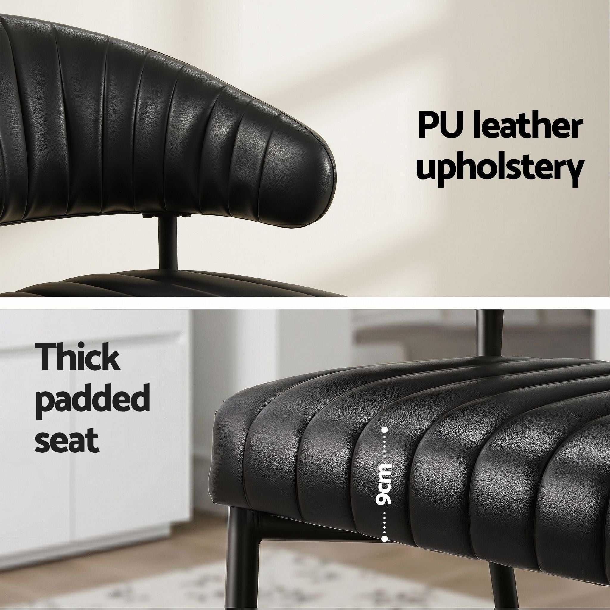 Artiss Dining Chairs Set of 6 Leather Hollow Armchair Black