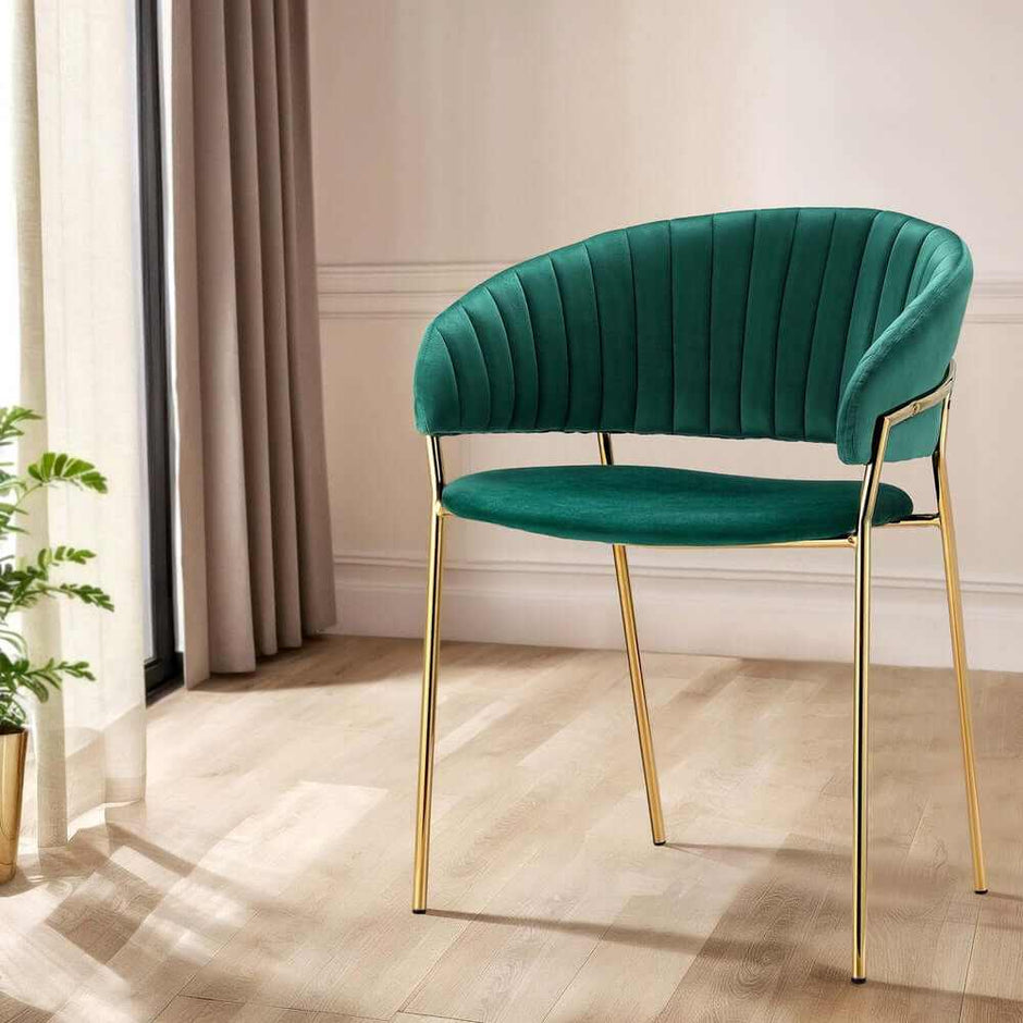 green velvet armchair