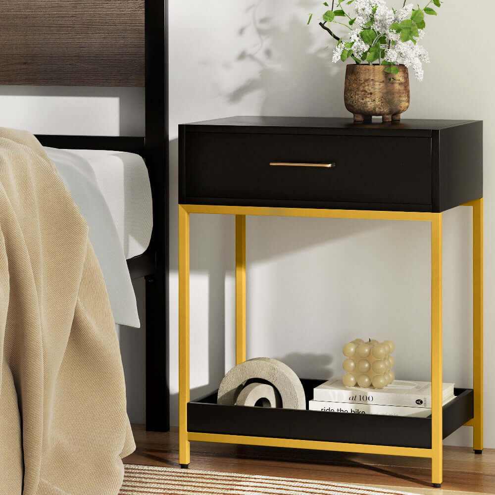 Artiss Modern Bedside Table - Black MASON