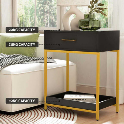 Artiss Modern Bedside Table - Black MASON