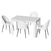 NATU Dining Table Chair Set - White Sherpa