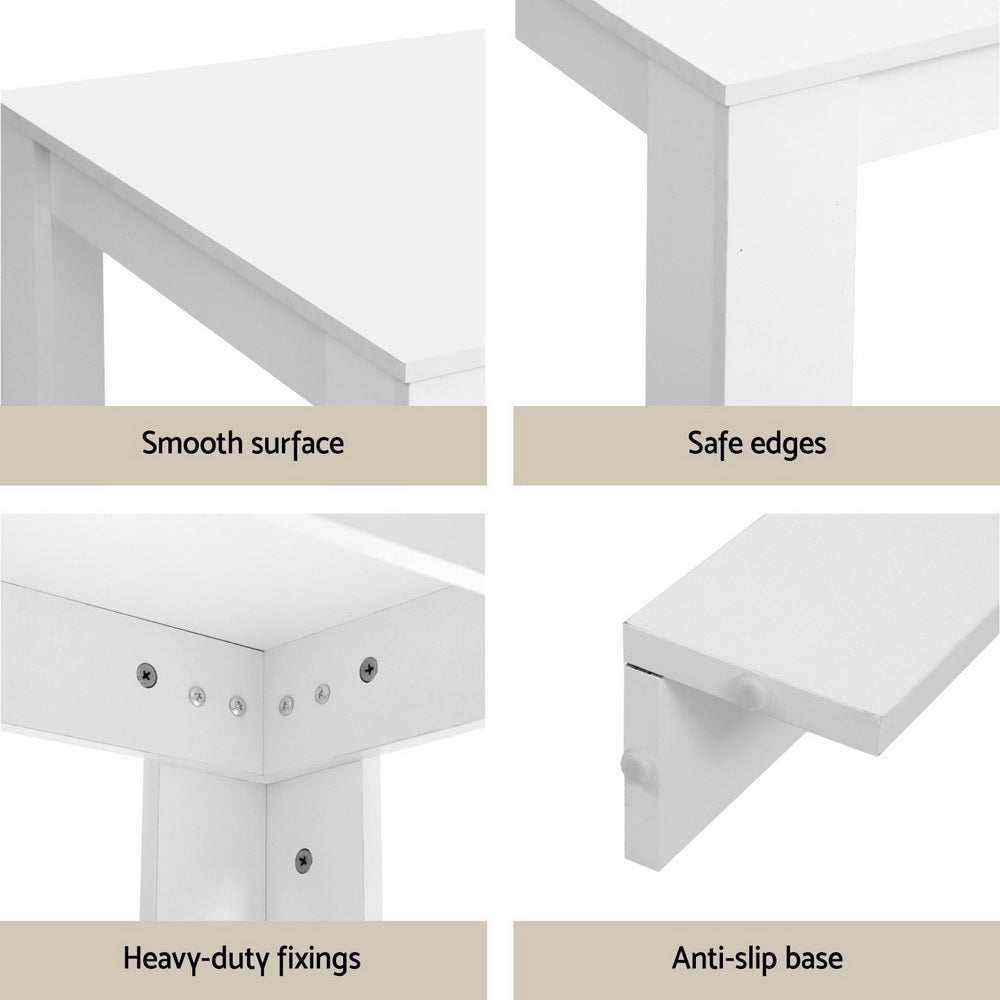Artiss Dining Table set with smooth surface, safe edges, heavy-duty fixings, and anti-slip base.