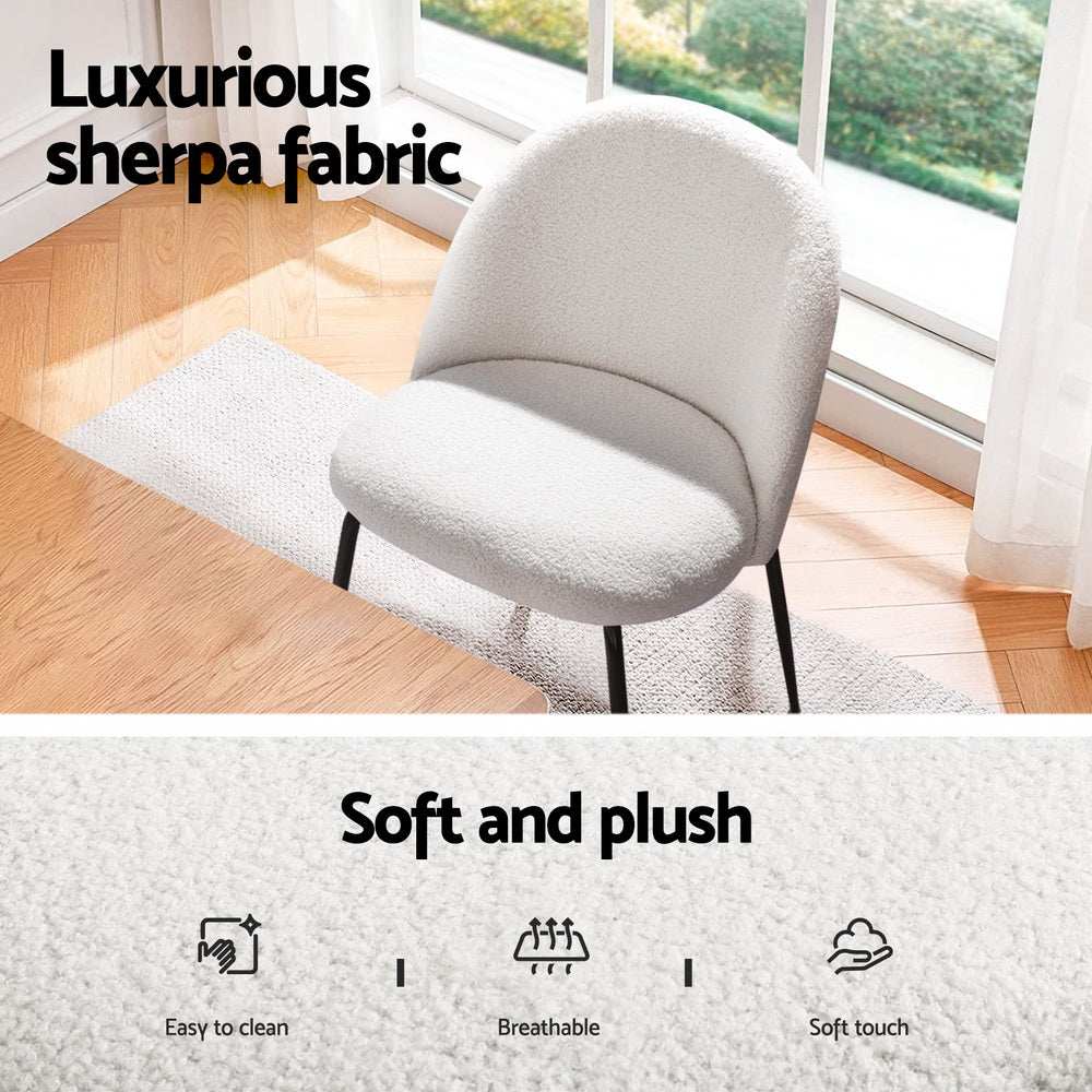 Luxurious sherpa upholstered chair from Artiss Dining Table set, featuring soft and plush texture, ideal for modern interiors.