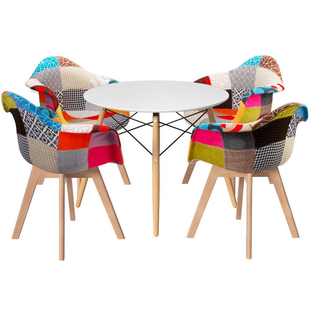 1 Artiss Dining Table and 4 Chairs Set DSW White
