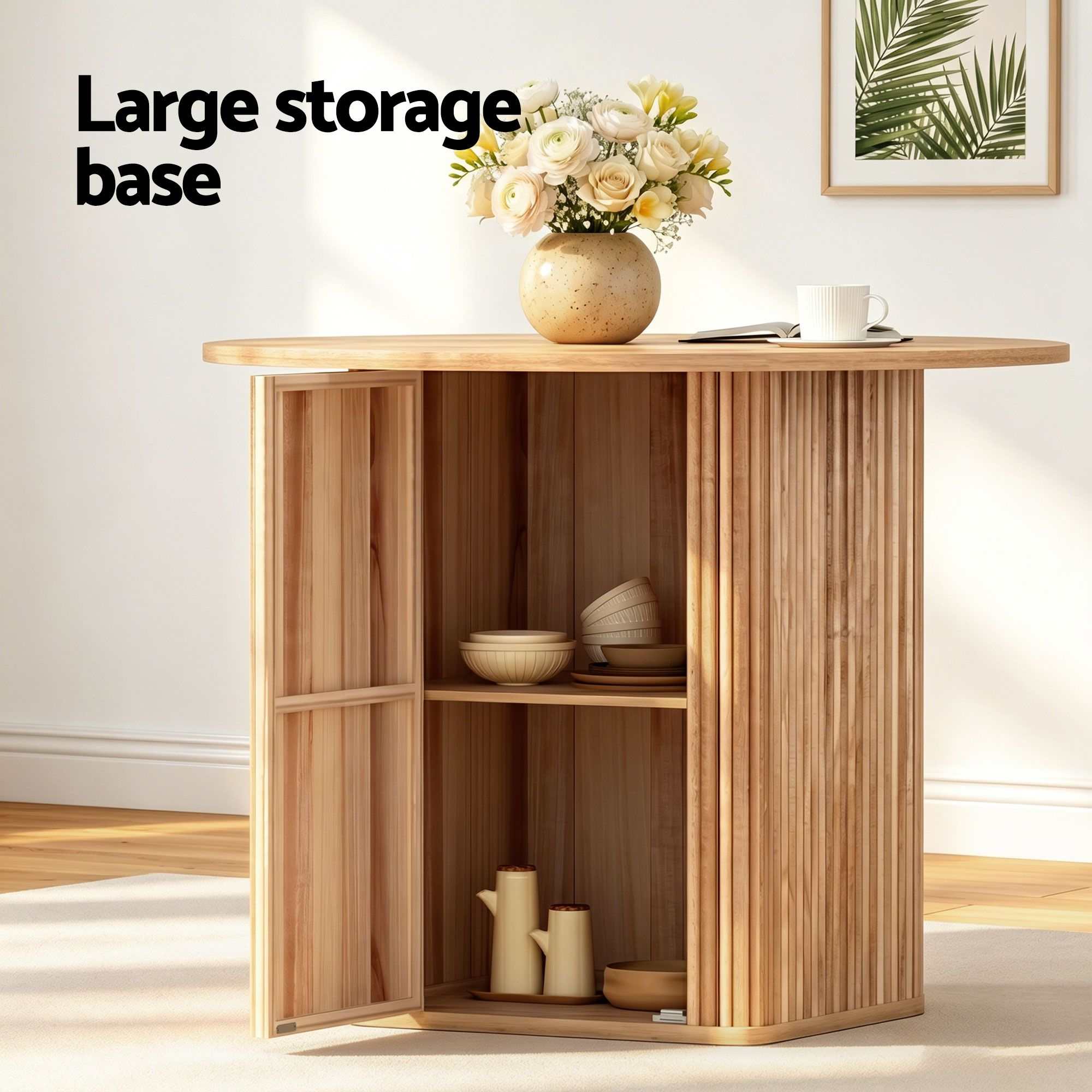 1 Artiss Dining Table and 4 Chairs Set Natural Timber