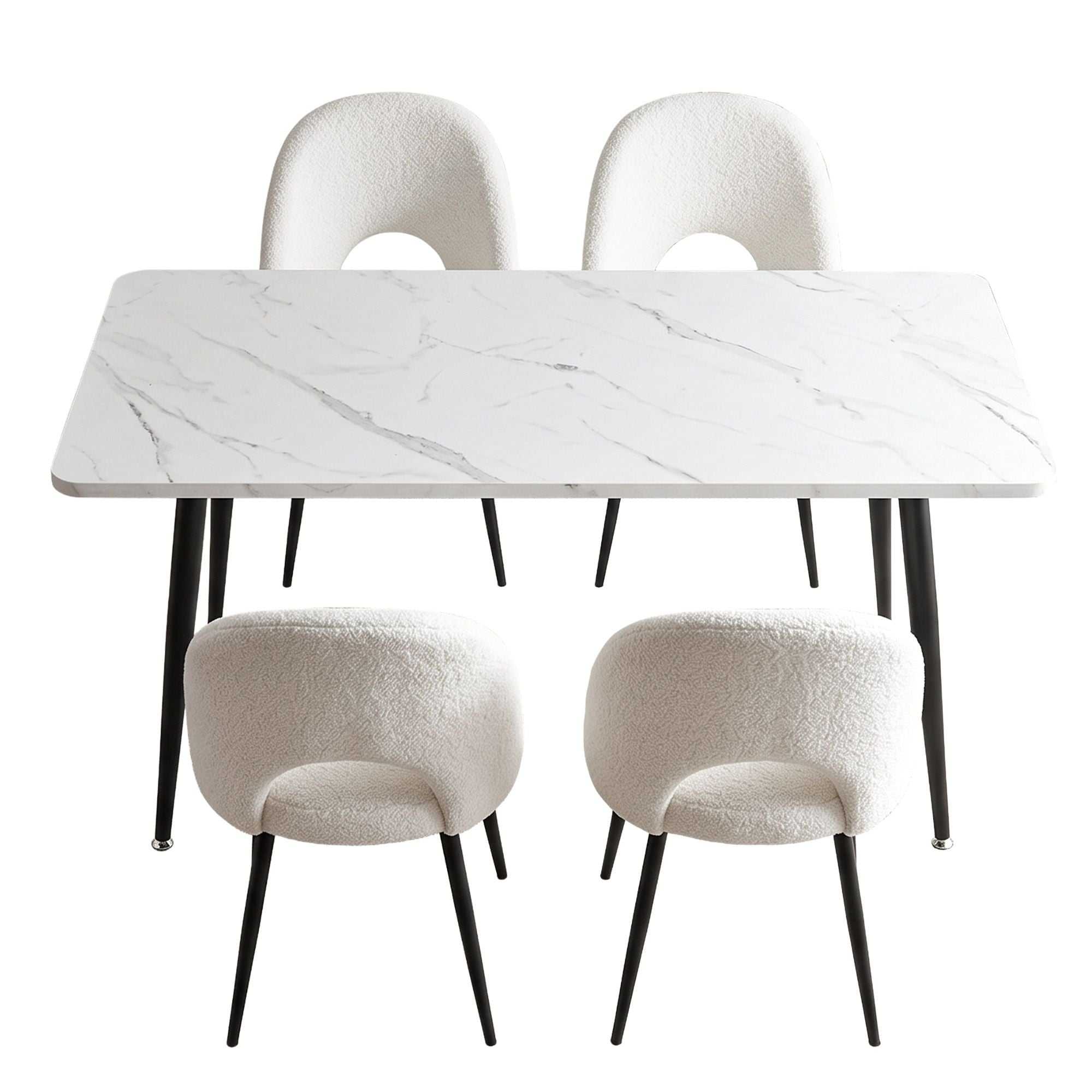 Artiss Dining Table and Chairs Set 5pcs Kitchen Furniture Marble White