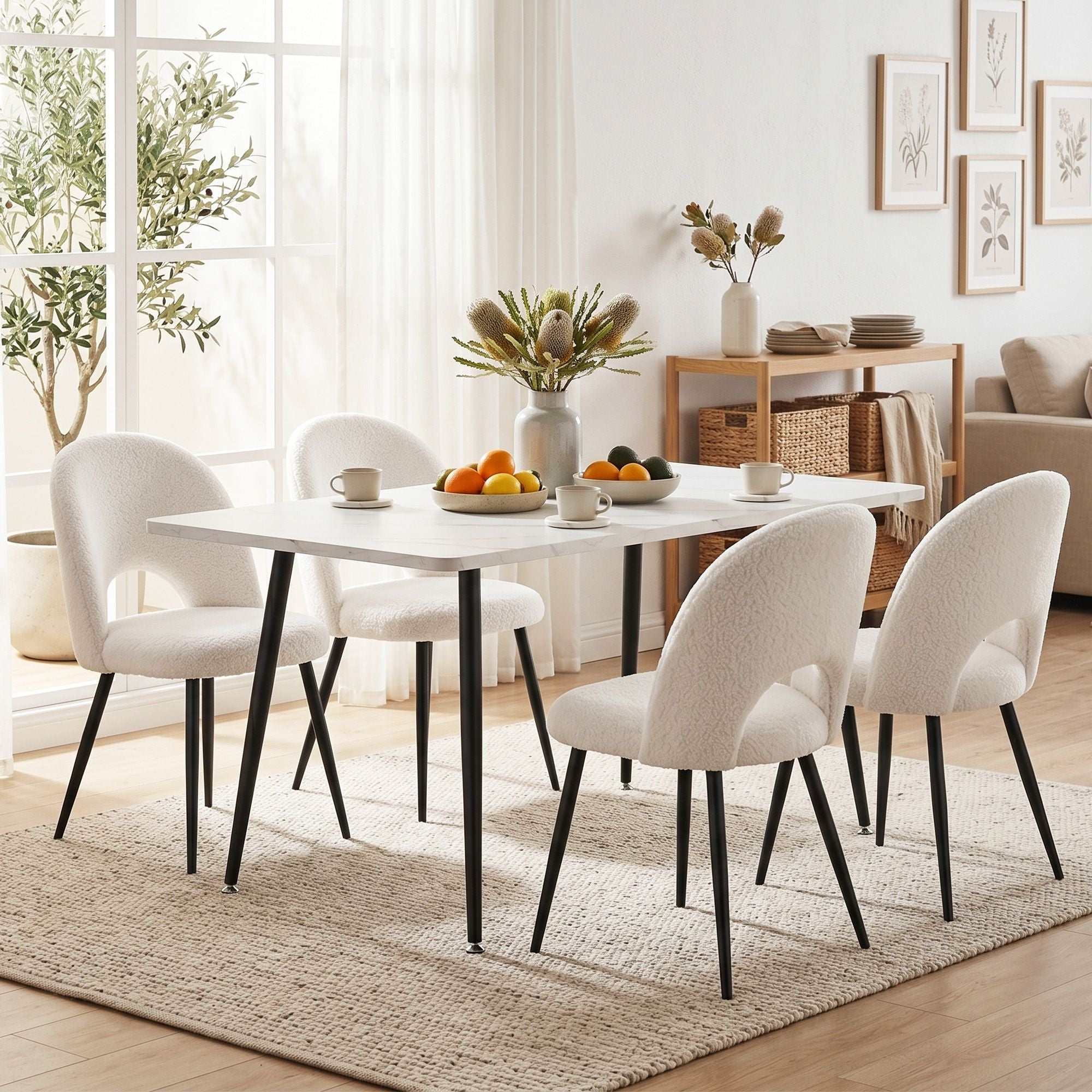 Artiss Dining Table and Chairs Set 5pcs Kitchen Furniture Marble White