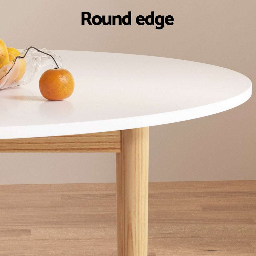 Contemporary Artiss Dining Table with round edge and pine wood legs.