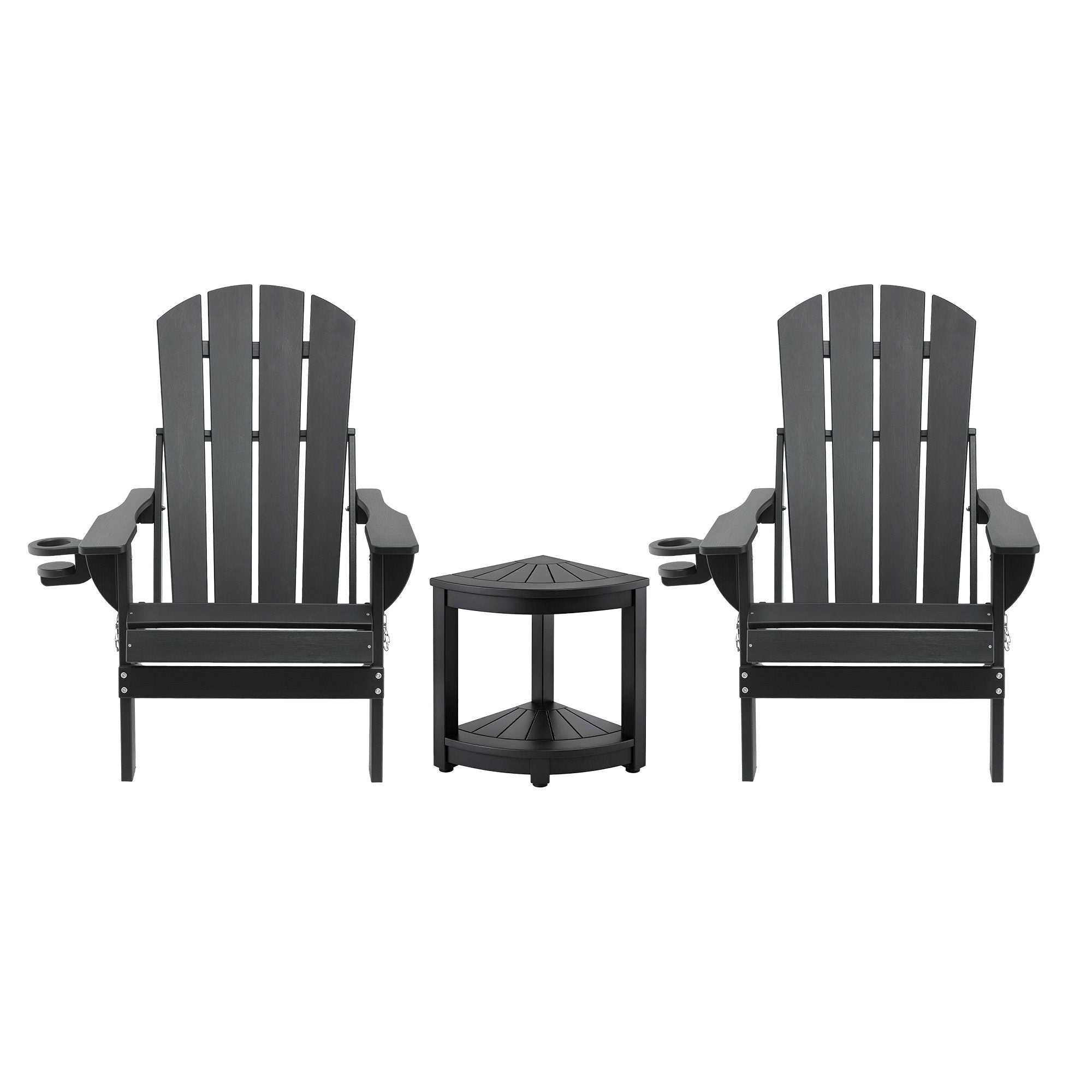 Gardeon Outdoor Table and Chairs HDPE Folding Adirondack Beach Chair Patio Furniture Black