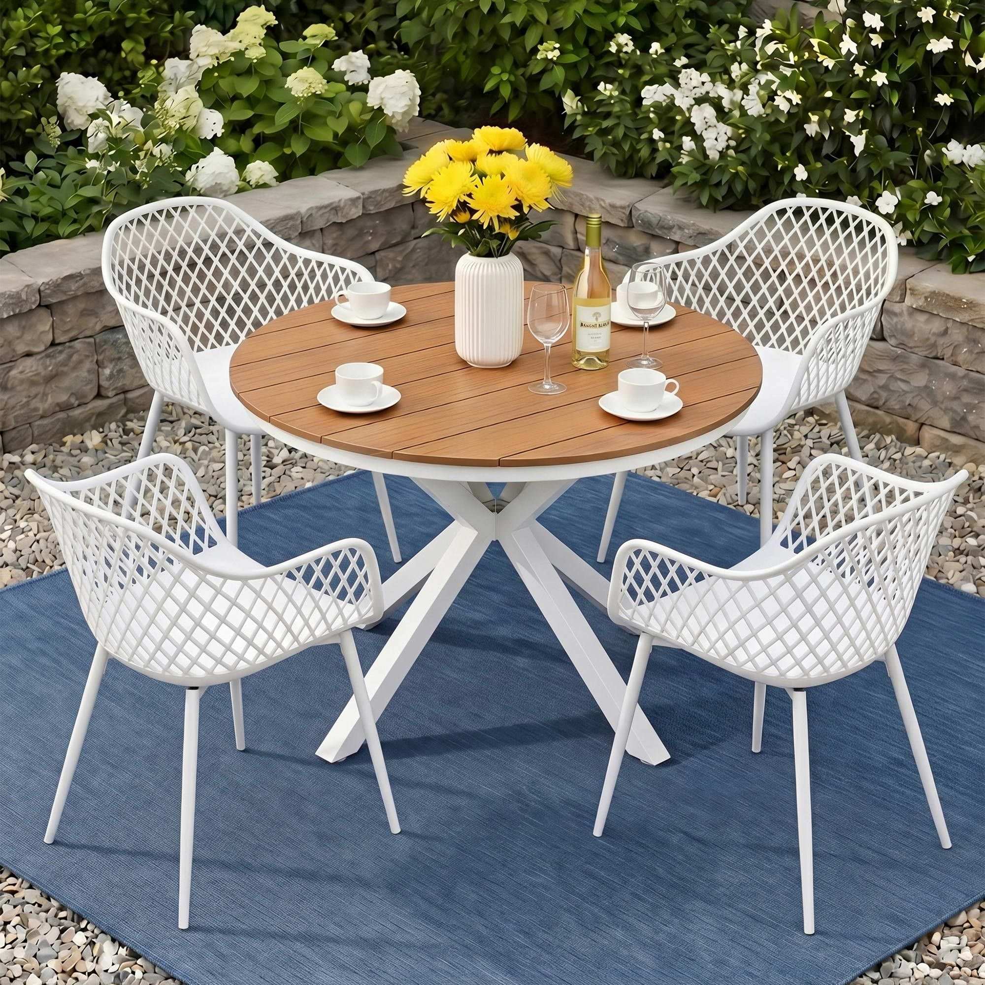 Gardeon 5PCS Outdoor Dining Set Table and Chairs Patio Garden Furniture Diamond