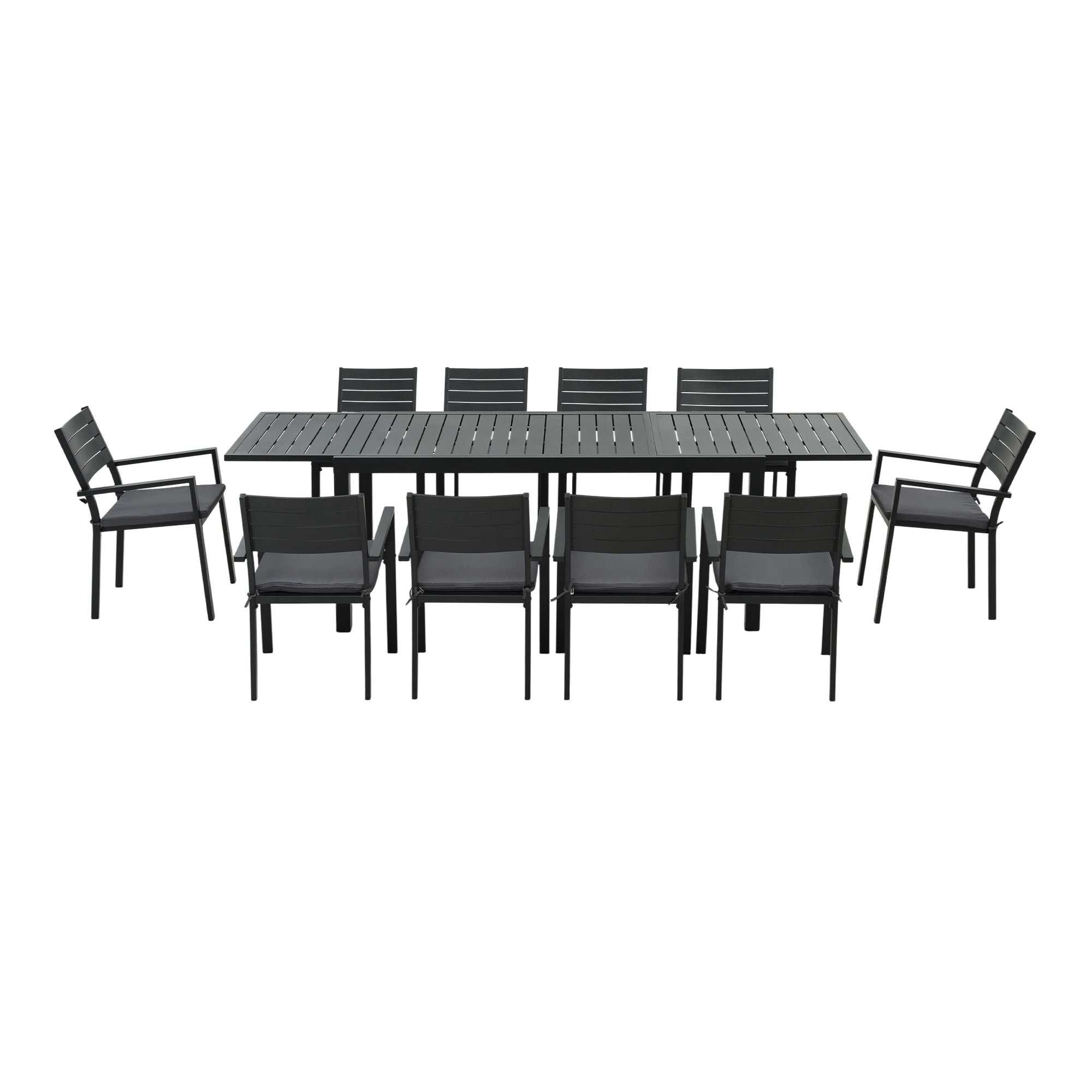 Gardeon Outdoor Dining Set 11PCS Aluminum Extendable Table and Chairs Patio Furniture Black