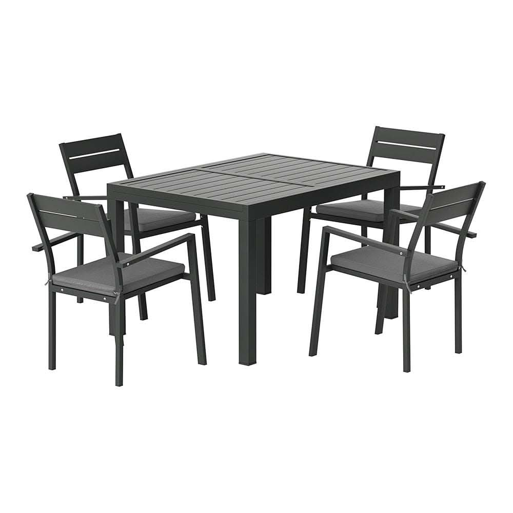 Gardeon Outdoor Dining Set 5 Piece Aluminium Extendable Table Setting 