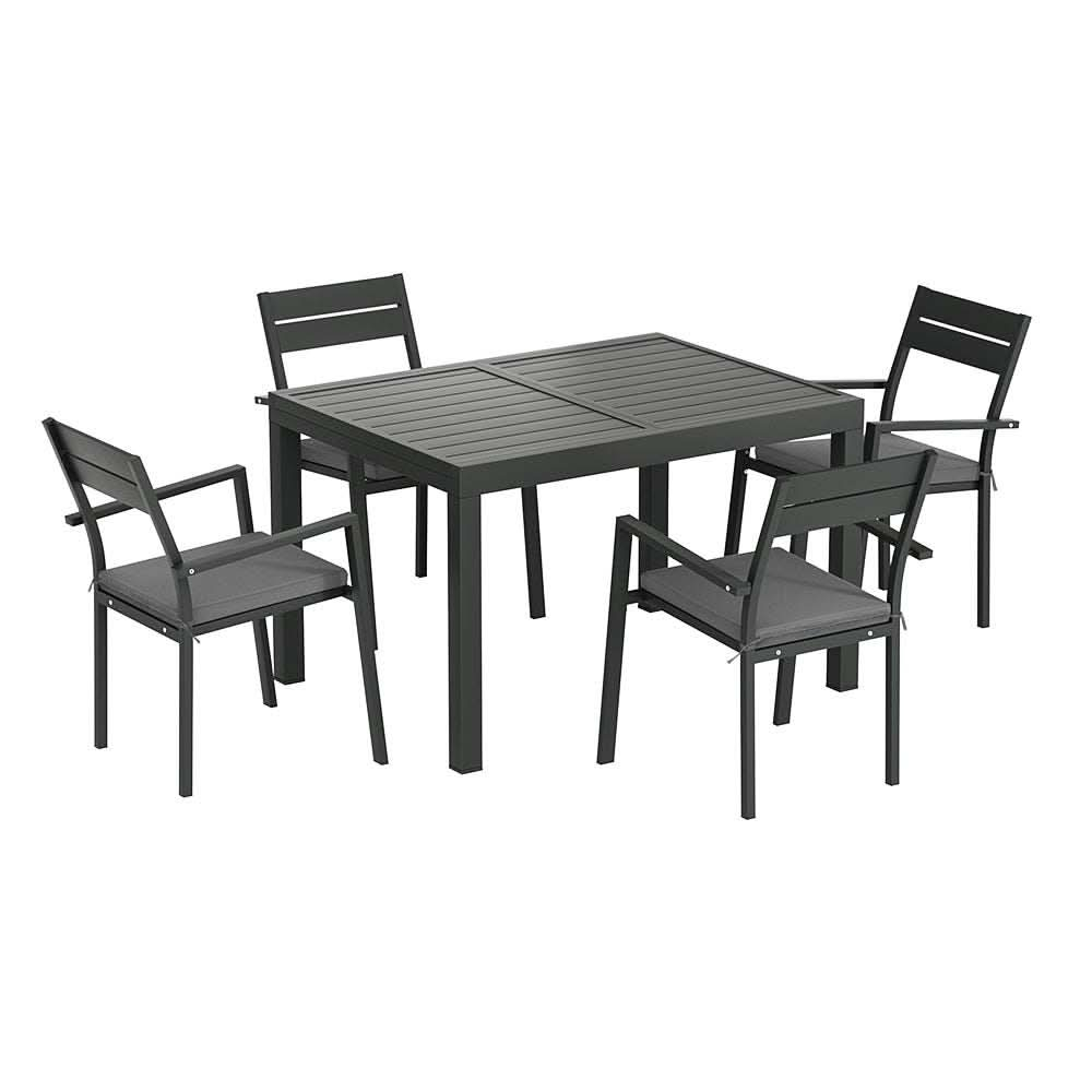 Gardeon Outdoor Dining Set 5 Piece Aluminium Extendable Table Setting 