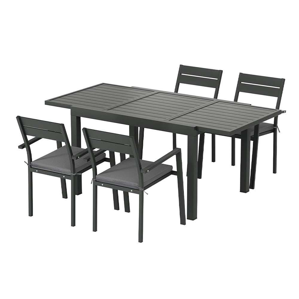 Gardeon Outdoor Dining Set 5 Piece Aluminium Extendable Table Setting 