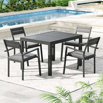 Gardeon Outdoor Dining Set 5 Piece Aluminium Extendable Table Setting 