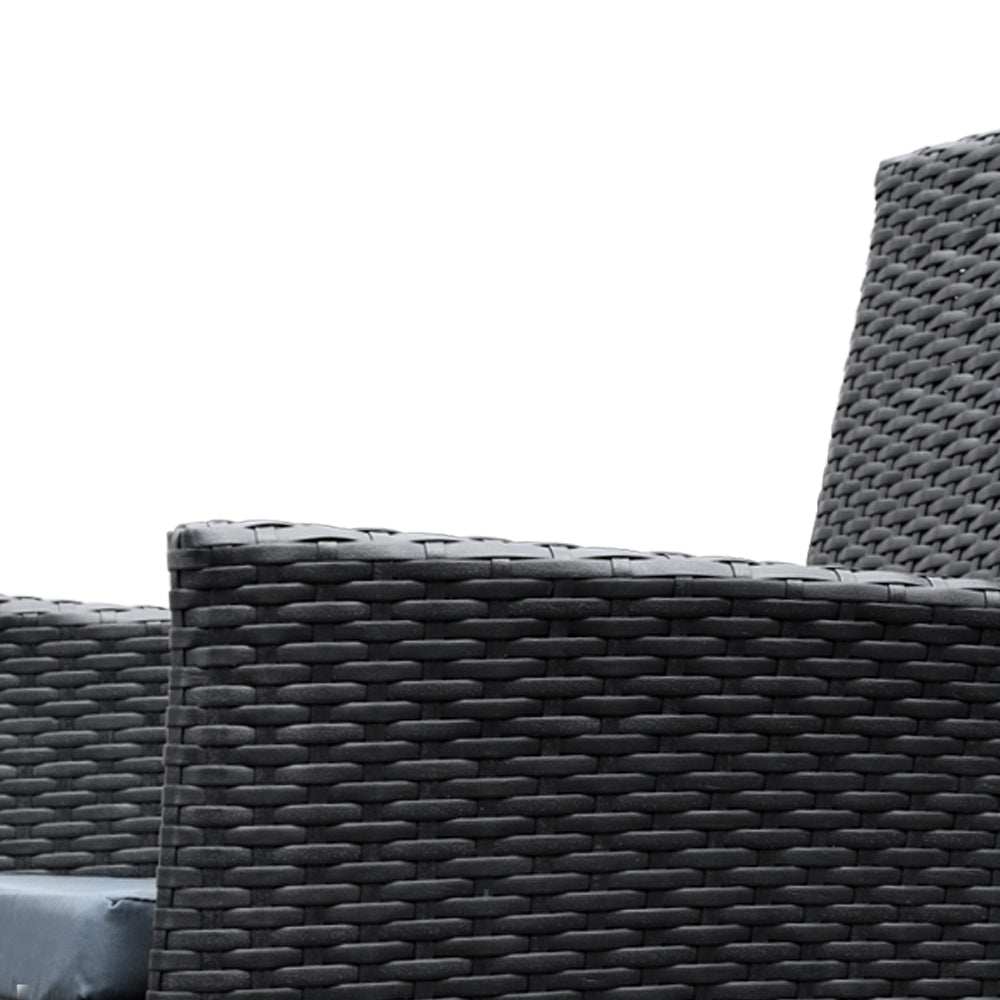 Gardeon Outdoor Dining Set 7 Piece Wicker Lounge Setting Black