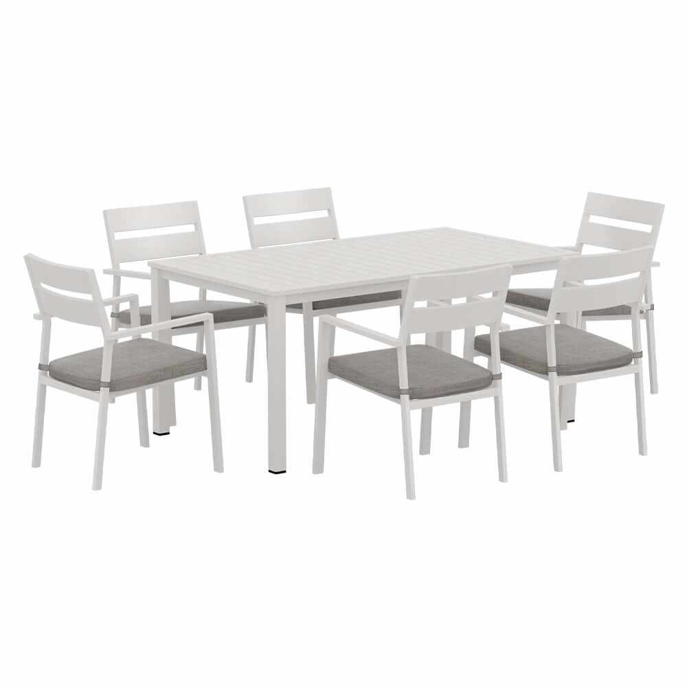 Gardeon Outdoor Dining Set 7 Piece Aluminium Table And Chairs - White