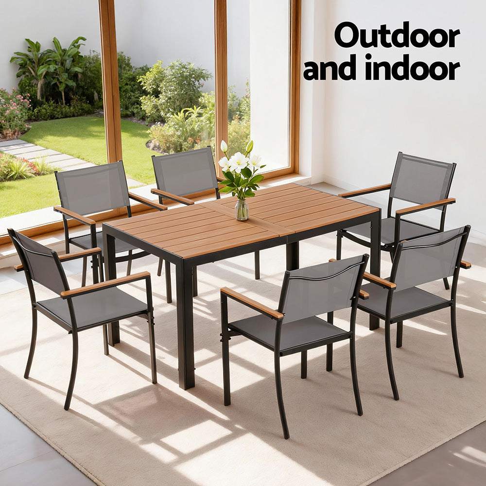 Gardeon 7PCS Outdoor Dining Set Table and Chairs Patio Garden Furniture Bistro Set