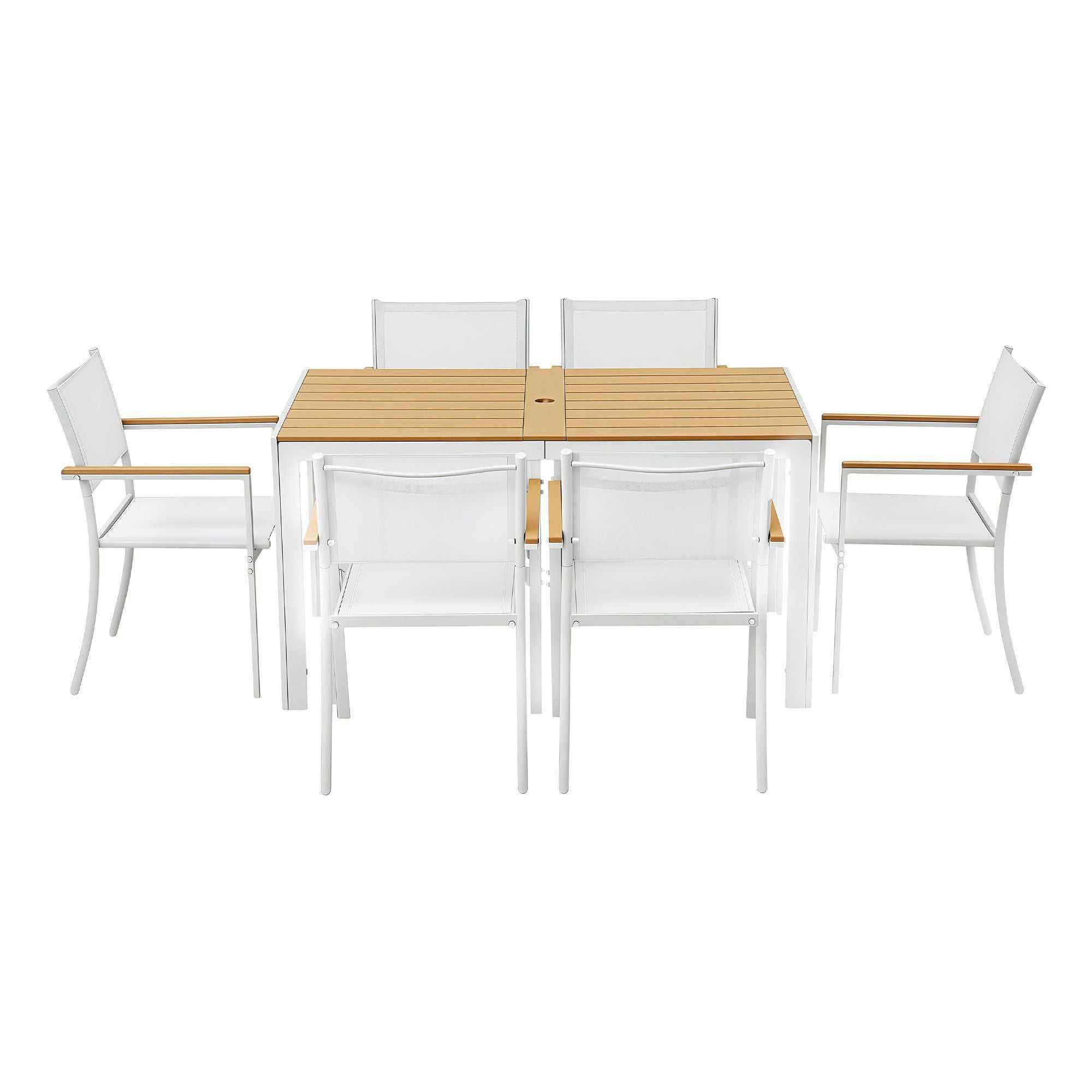Gardeon 7PCS Outdoor Dining Set Table and Chairs Patio Garden Furniture Bistro Set White