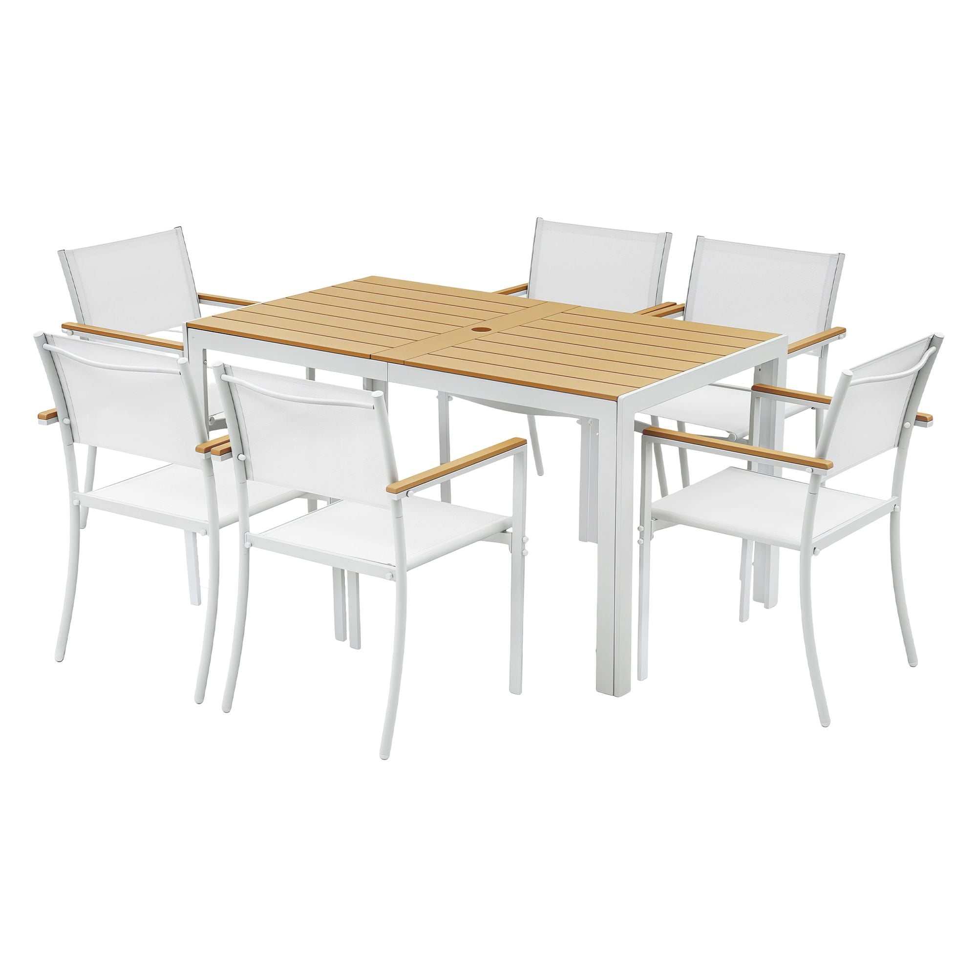 Gardeon 7PCS Outdoor Dining Set Table and Chairs Patio Garden Furniture Bistro Set White