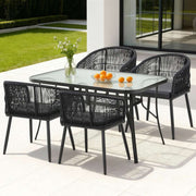 Gardeon 5PC Outdoor Dining Set Table and Chairs Garden Patio Furniture - Black