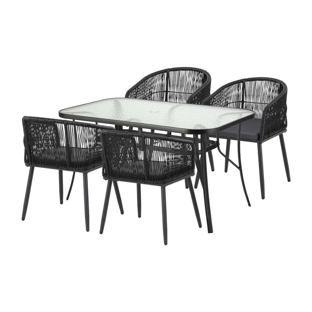 Gardeon 5PC Outdoor Dining Set Table and Chairs Garden Patio Furniture - Black
