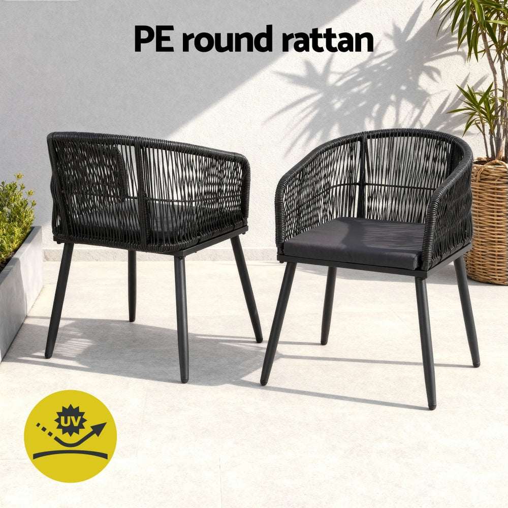 Gardeon 5PC Outdoor Dining Set Table and Chairs Garden Patio Furniture - Black