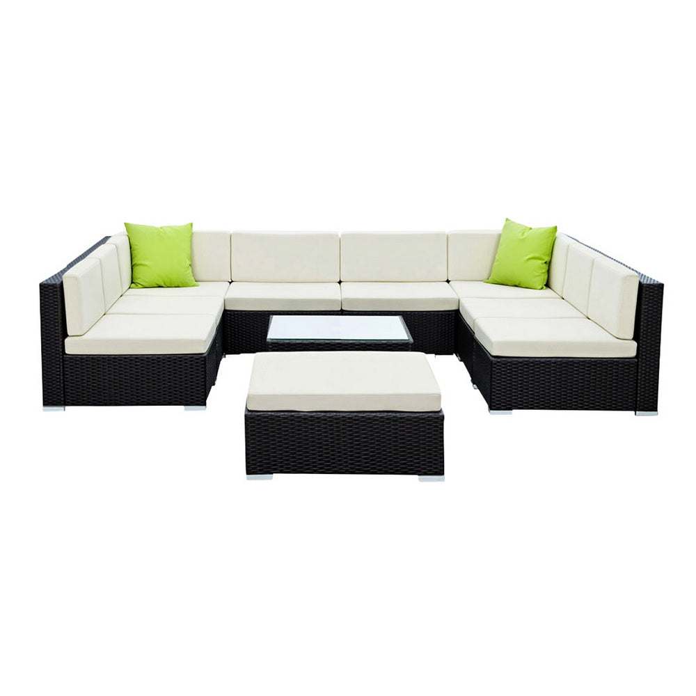 Gardeon 10-Piece Outdoor Sofa Set Wicker Couch Lounge Setting Cover