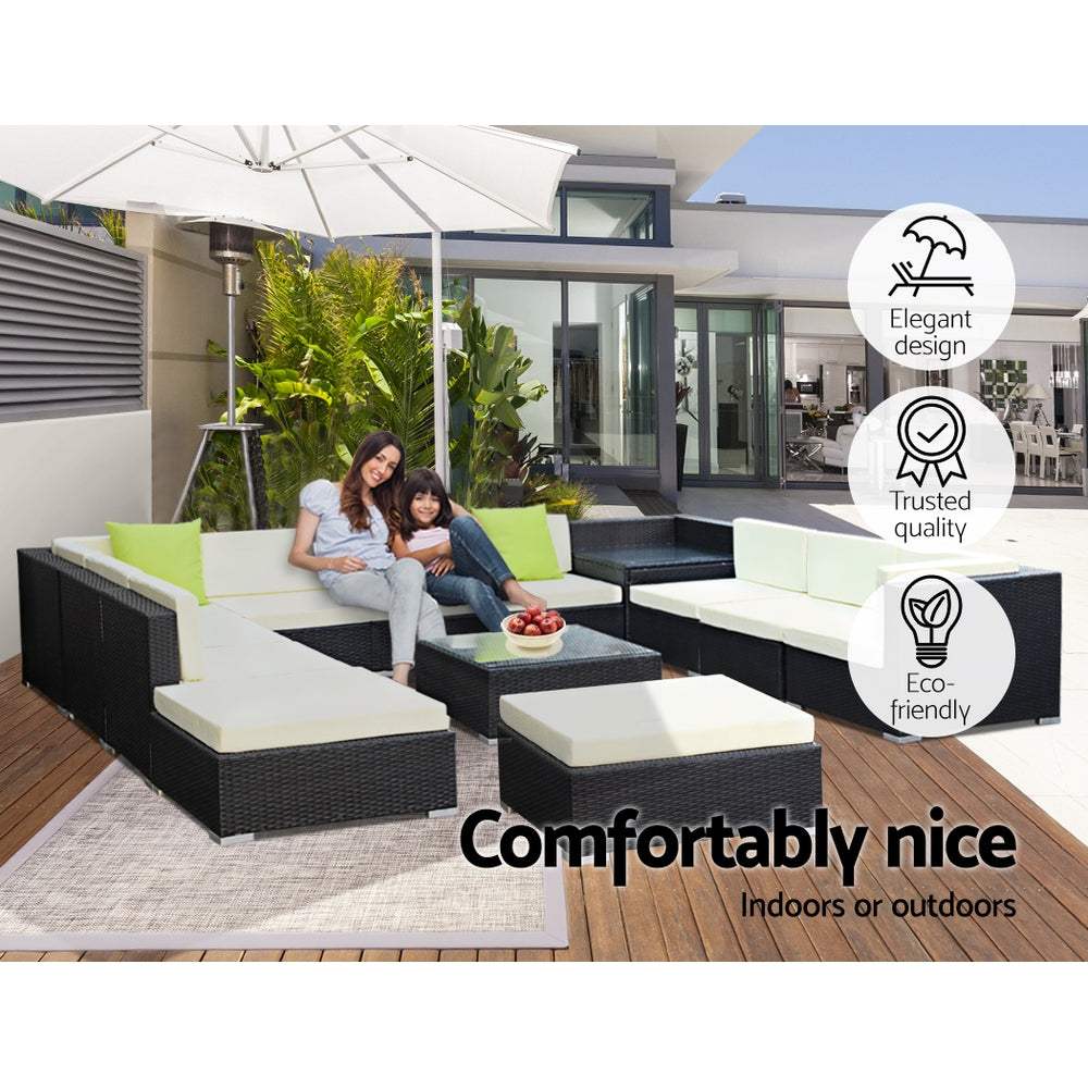 Gardeon 13-Piece Outdoor Sofa Set Wicker Couch Lounge Setting Cover