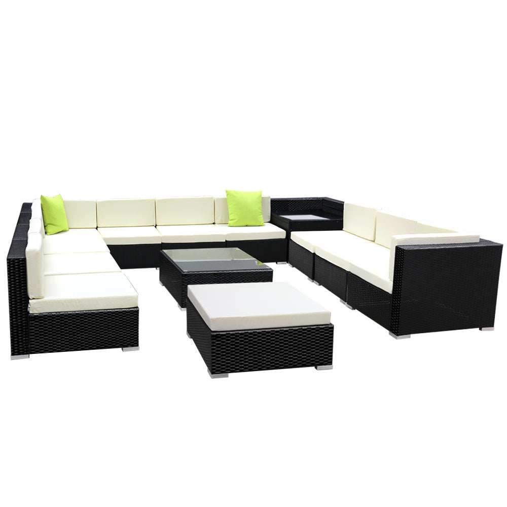 Gardeon 13-Piece Outdoor Sofa Set Wicker Couch Lounge Setting 11 Seate