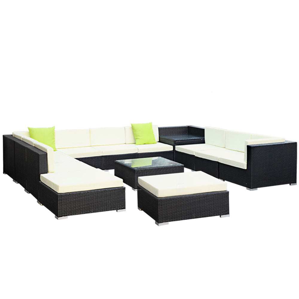 Gardeon 13-Piece Outdoor Sofa Set Wicker Couch Lounge Setting 11 Seate