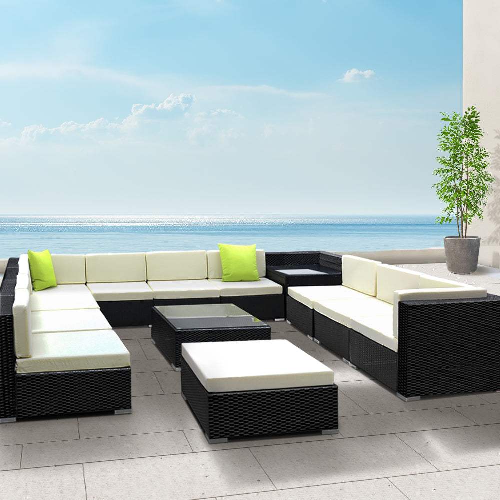 Gardeon 13-Piece Outdoor Sofa Set Wicker Couch Lounge Setting 11 Seate