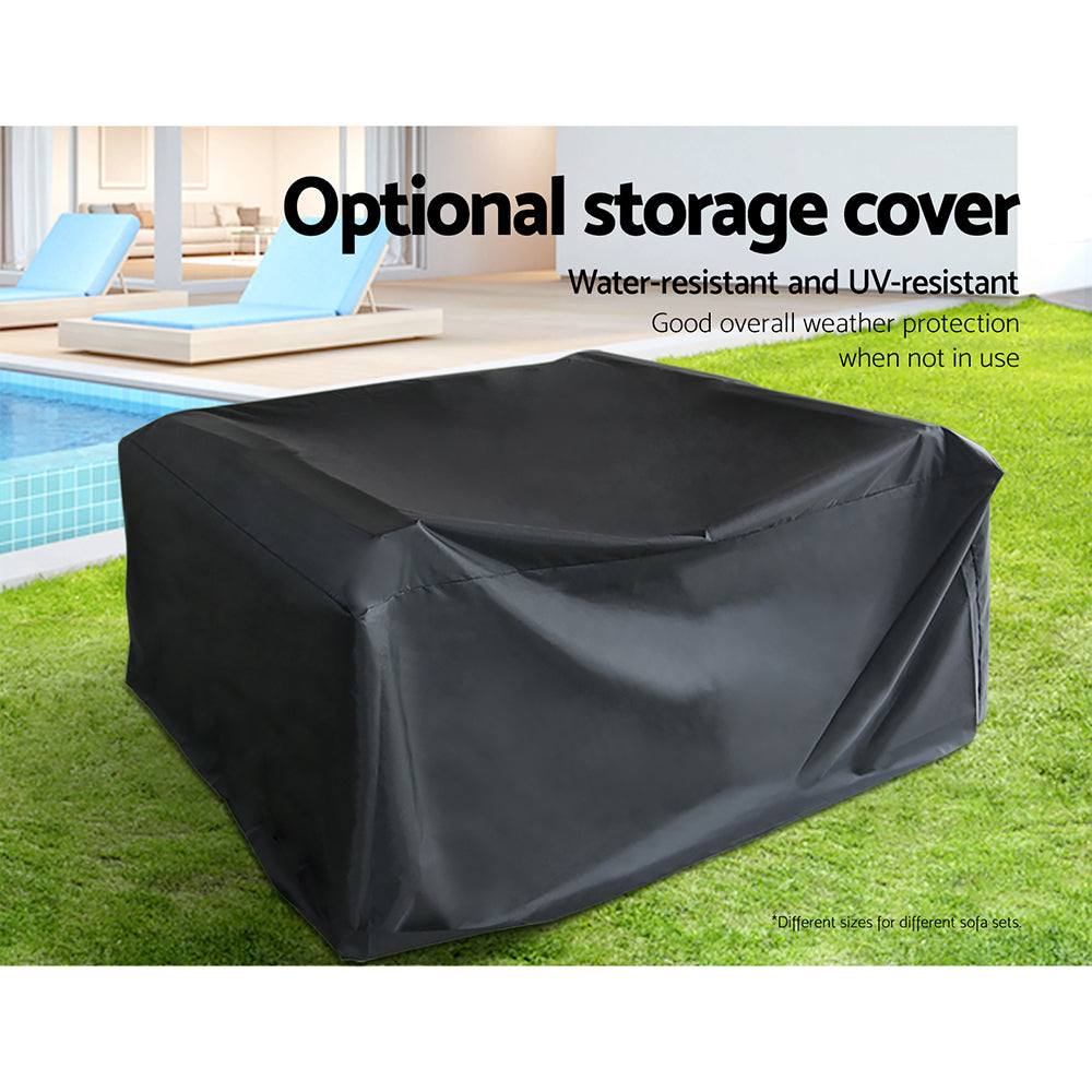 Gardeon 5-Piece Outdoor Sofa Set with Cushions and Storage Cover.