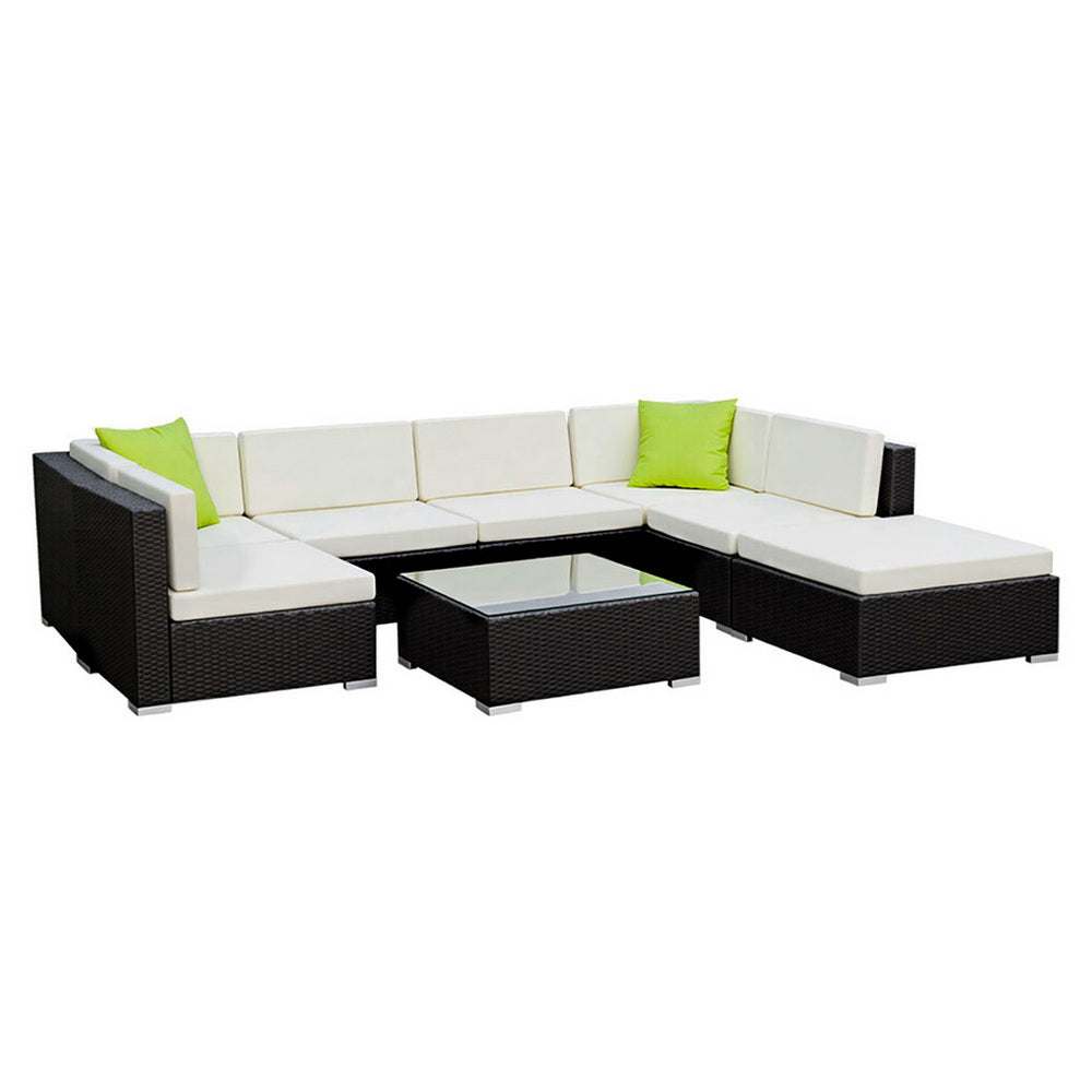 Gardeon 8-Piece Outdoor Sofa Set Wicker Couch Lounge Setting Cover