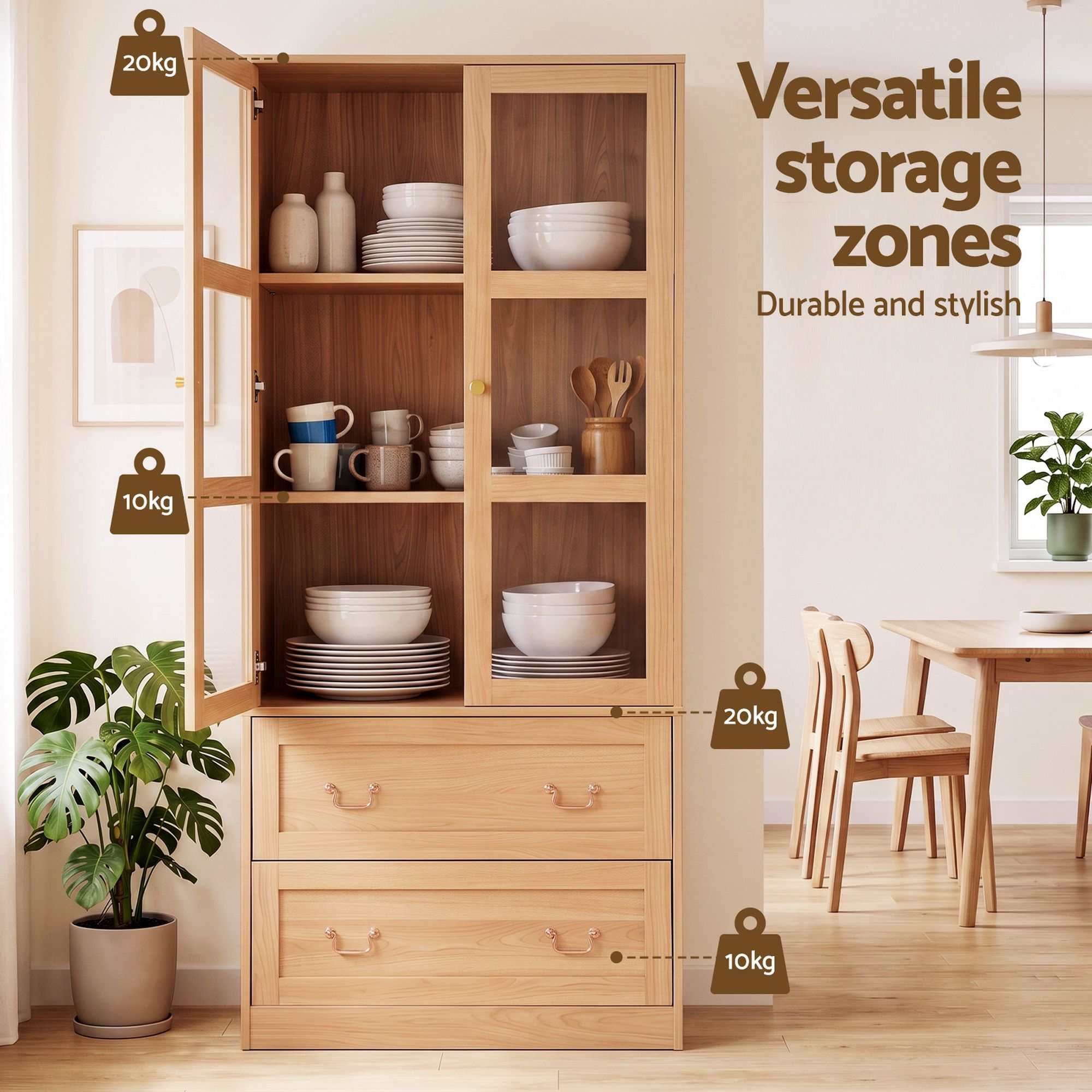 Artiss Buffet Sideboard Cabinets X2 180cm Hutch Storage Kitchen Drawer Door Wood