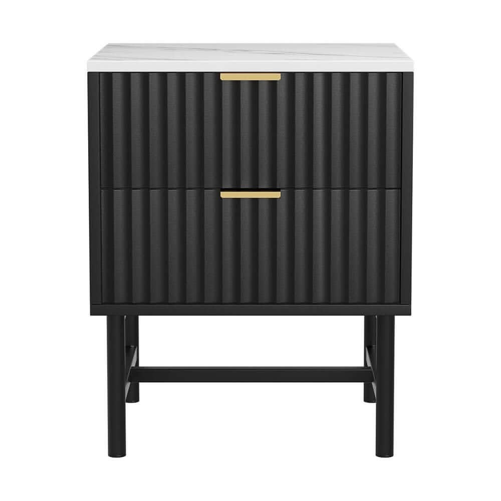 Artiss Bedside Table 2 Drawers Nightstand - Black