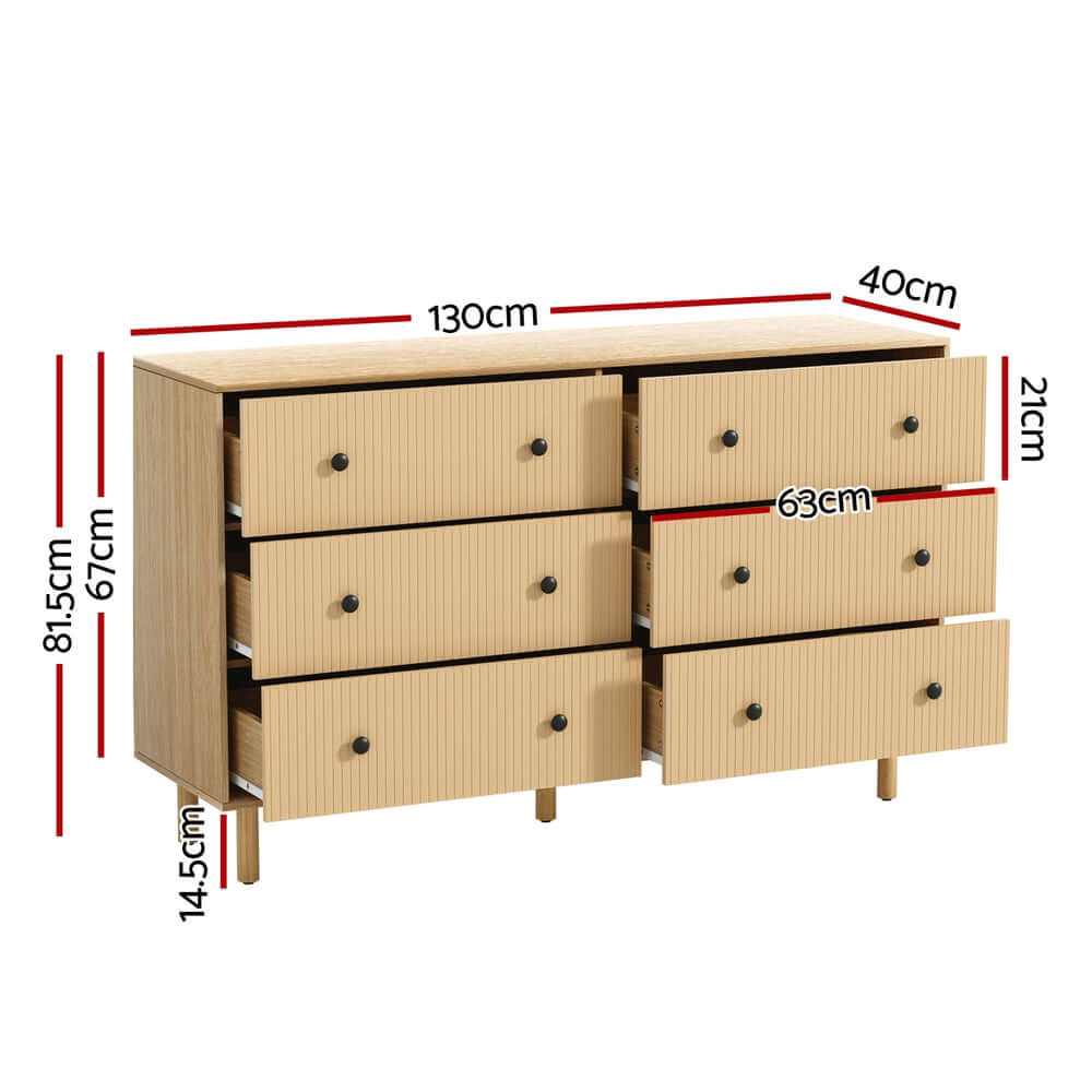 Ruth Six Drawer Dresser Chest - Pine