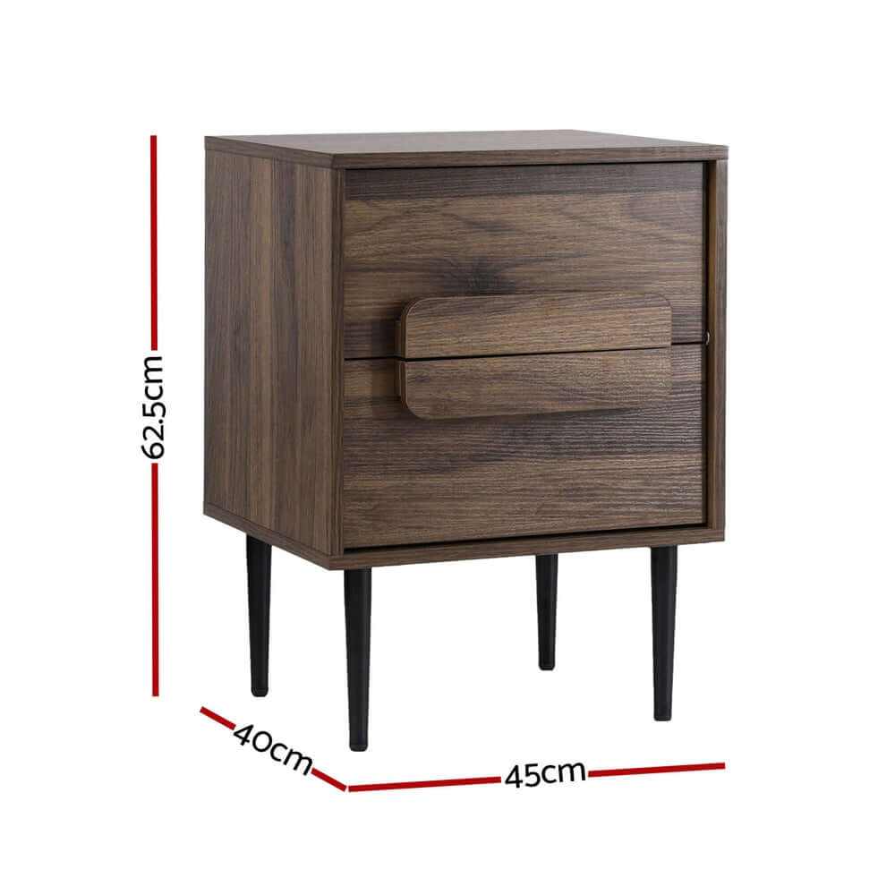 Bedside Table Nightstand 2 Drawers 