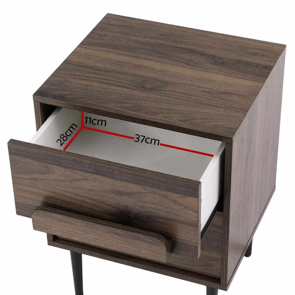 Bedside Table Nightstand 2 Drawers 