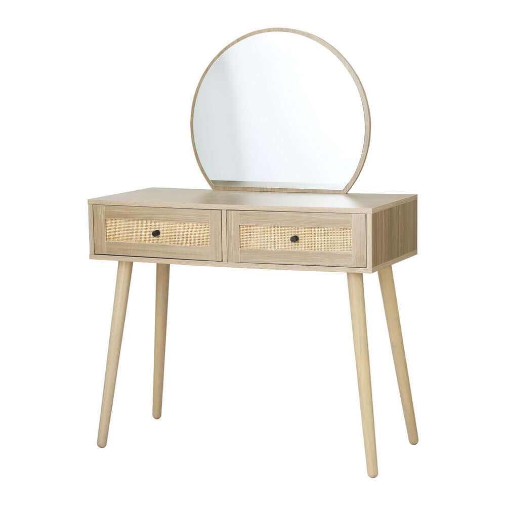 Artiss Frances Rattan Dressing Table With Mirror Set