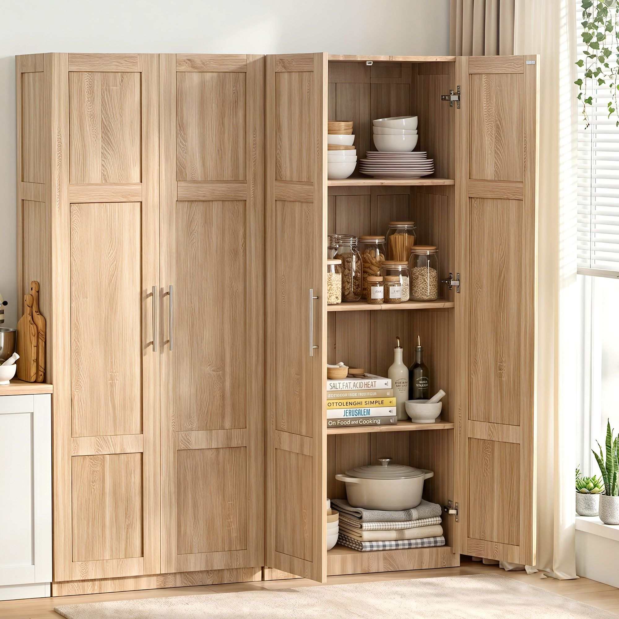 Artiss 2x Buffet Sideboard Cabinet Pantry Hutch Kitchen Storage Organiser Pine