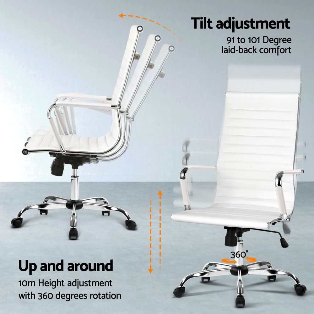 Artiss Office Desk and Chair Set L Shape Computer Desk 150cm with Storage Cabinet & Drawers, Ergonomic PU Leather Office Chair, White Home Office Furniture