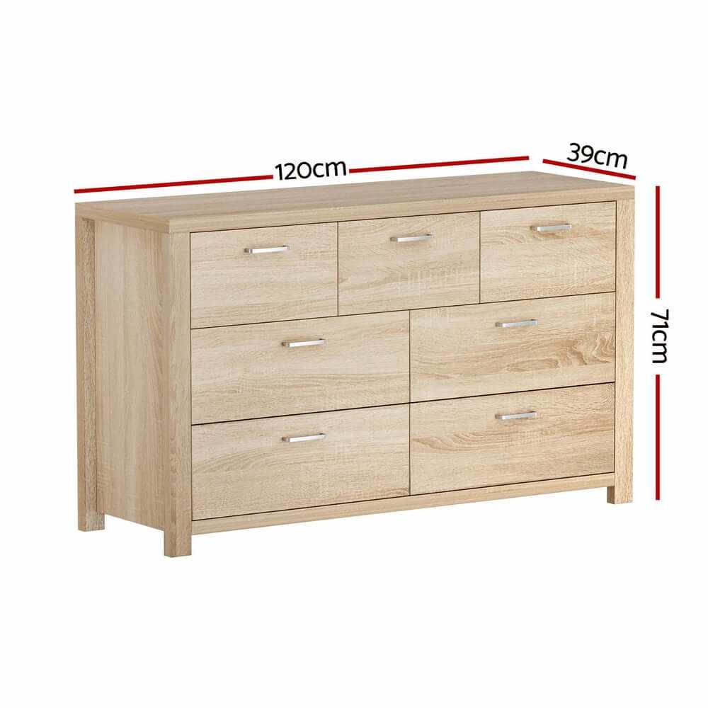 Artiss 7 Drawer Chest of Drawers - MAXI Pine