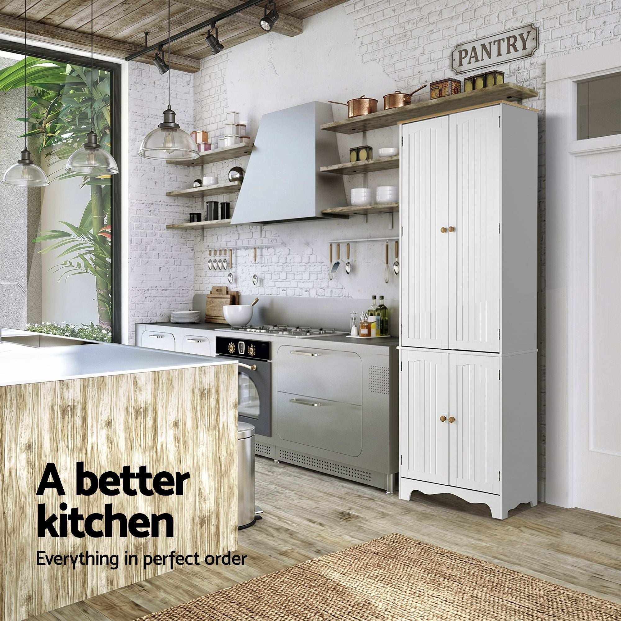 Artiss 2x Buffet Sideboard Pantry Cabinet Cupboard 6-Tiers Storage Shelves BERNE